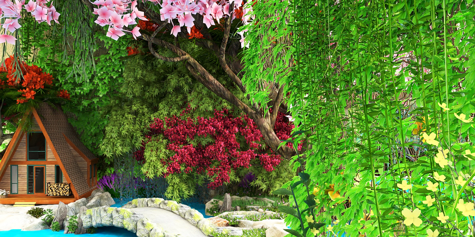 Cabin in the woods by the lake