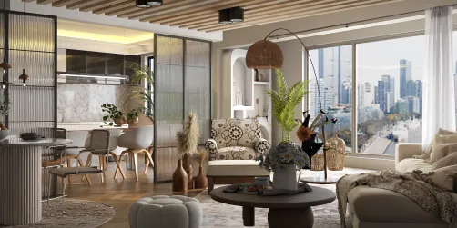 Vivienda de un solo ambiente, multifuncional 