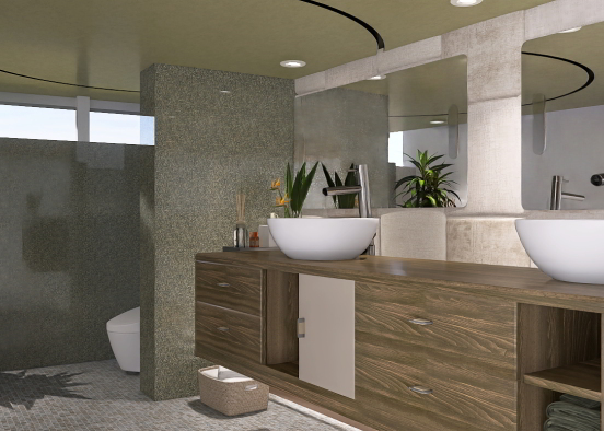 Green Shades Bathroom  Design Rendering