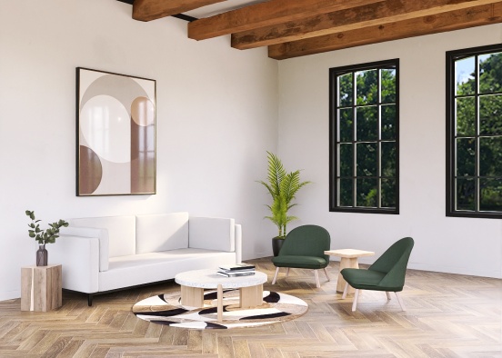 Neutral soft living room Design Rendering