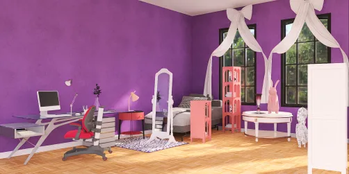 White, purple and pink and room for girl