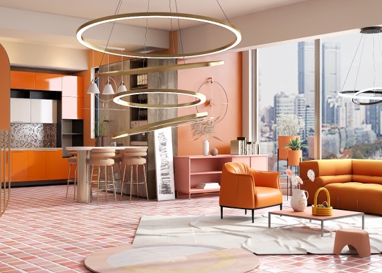 🧡🍑🐱🍊🐯 peach living room by my type😽🤲🏽 Design Rendering