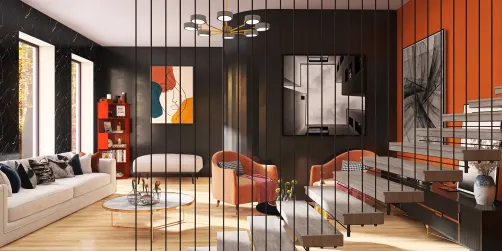 Orange and Grey Living room