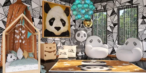 PANDA'S  CHILDREN BEDROOM🖤🖤🐼🐼🐼
