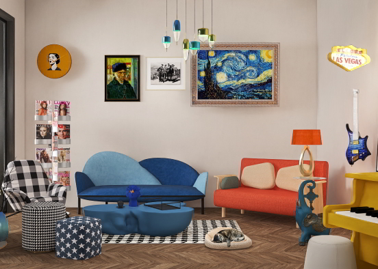 colorful van gogh style (vibe) home Design Rendering