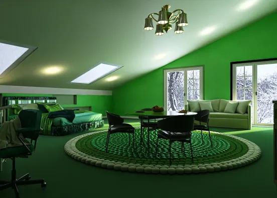 green loft apartment Design Rendering