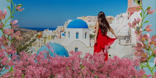 Santorini Tra fiori e mare 🌺🏖️