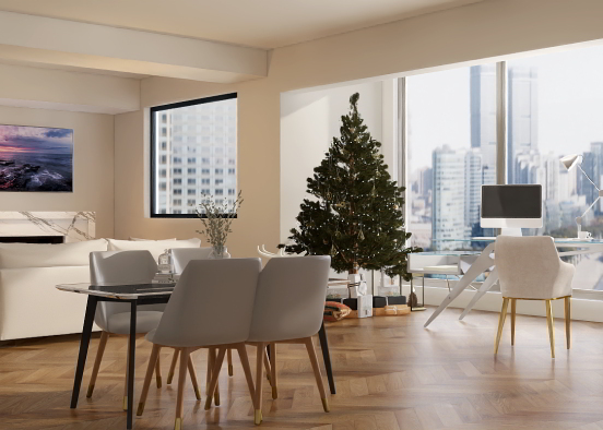 Cozy Christmas living room Design Rendering