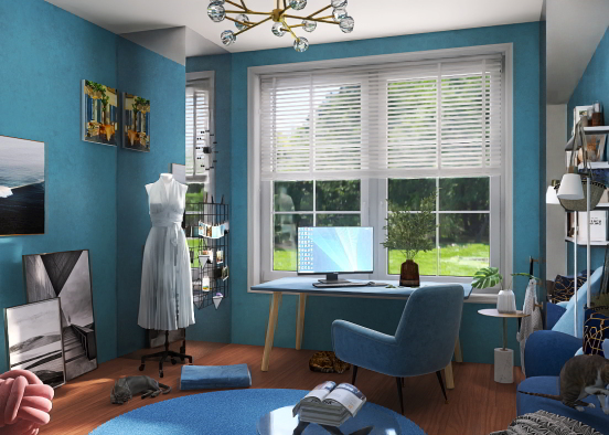 cozy blue room Design Rendering