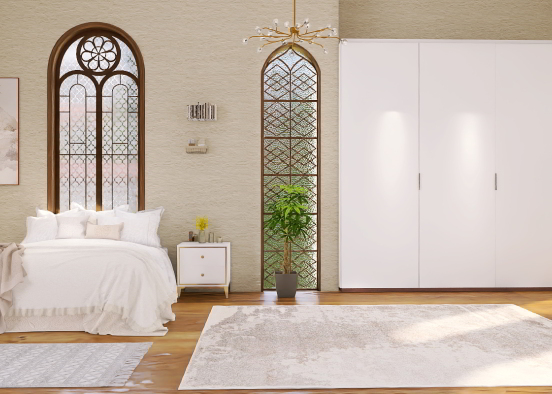 Bedroom with oriental details Design Rendering