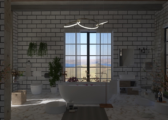 wide space bath room Design Rendering