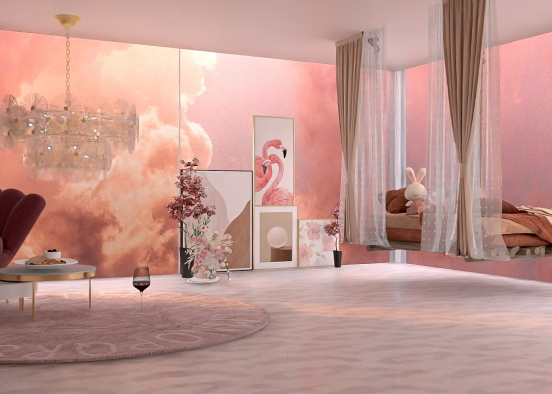 Classy Red and Pink Bedroom Design Rendering