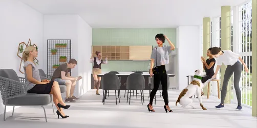 cozinha com a família 