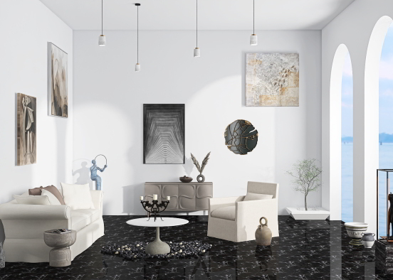 Stone coloured livingroom Design Rendering