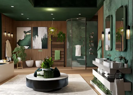 Green Bathroom Design Rendering