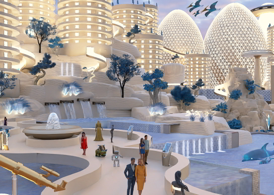 Universal city on a distant planet in the future Design Rendering