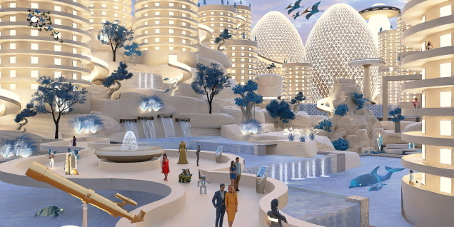 Universal city on a distant planet in the future