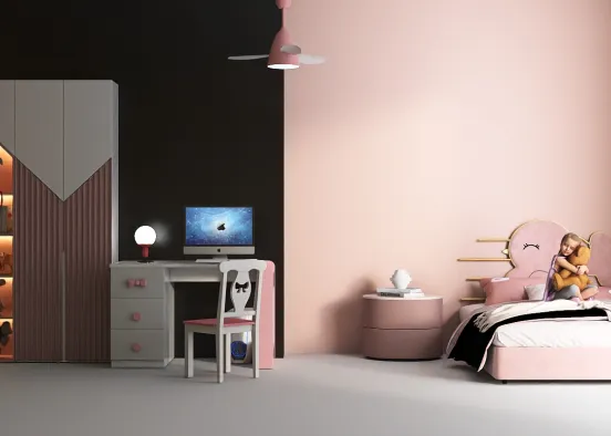 Room in a black and pink style Design Rendering