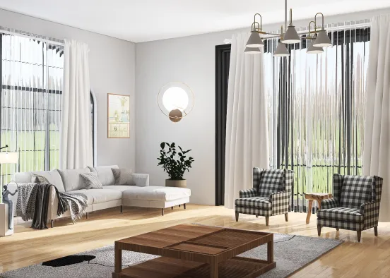 Minimalistic living room Design Rendering