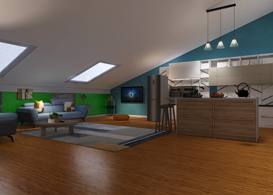 Attic Studio Apartment  Design Rendering