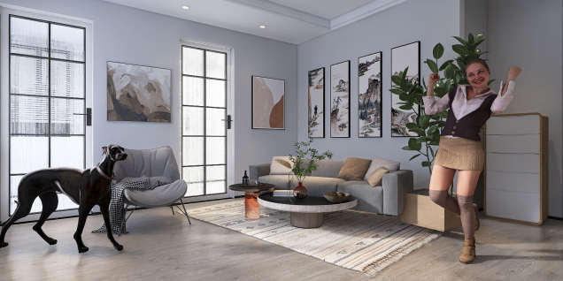 For Art Dec Challenge | Gray and beige living room