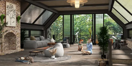 In the forest house with pets🍃🍀