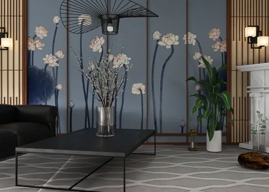 Asian livingroom. Design Rendering
