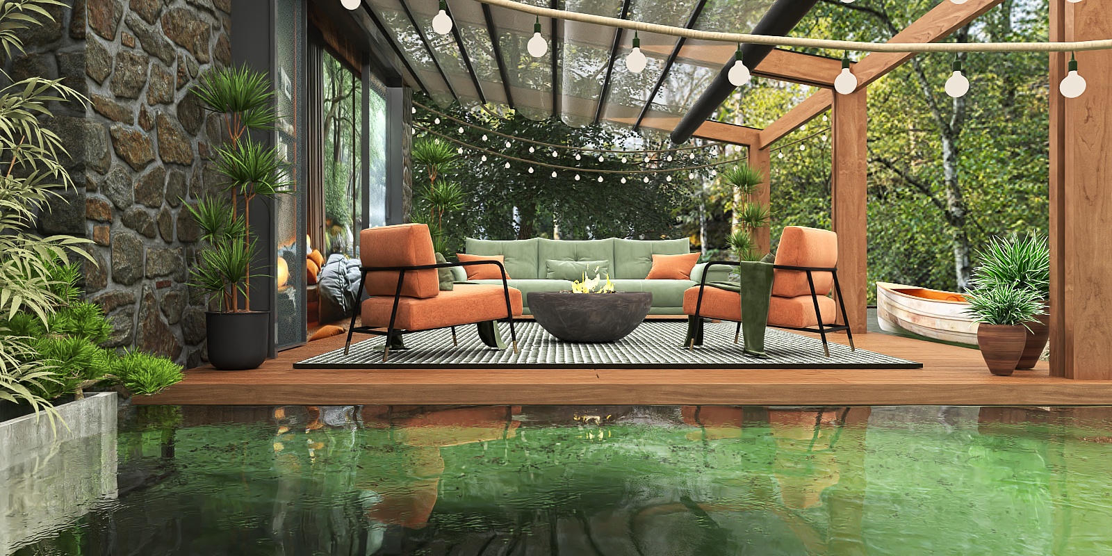 Houseboat on the lake