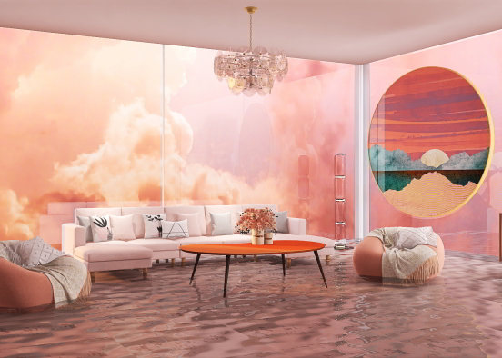 pink sunset living room Design Rendering