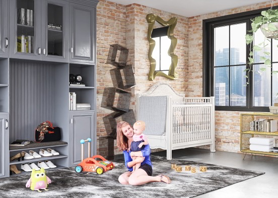 Cute Modern Baby Room Design Rendering