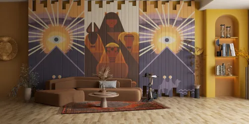 Egyptian themed living room 