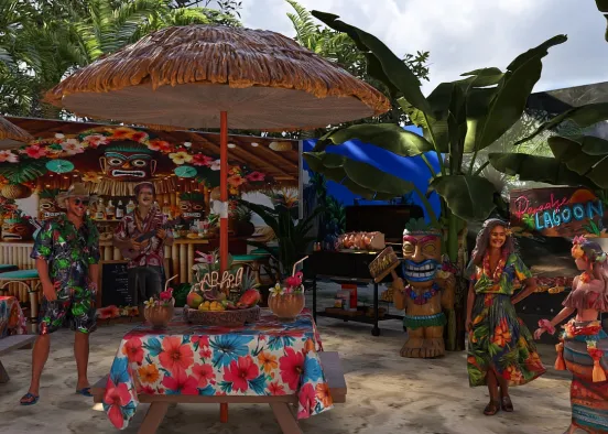 # Hawaiian Backyard Bar-BQ Визуализация дизайна