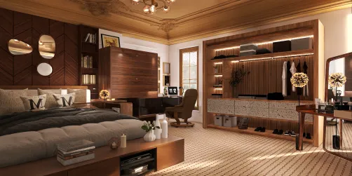 wooden stylish bedroom