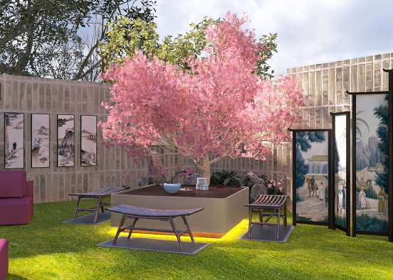 Cherry Blossom Garden Design Rendering
