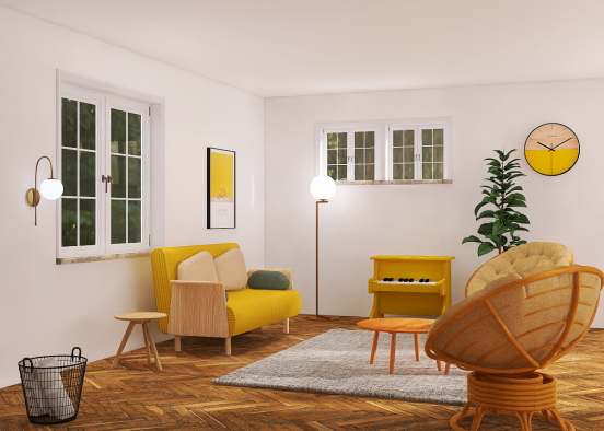 Yellow Living room Design Rendering