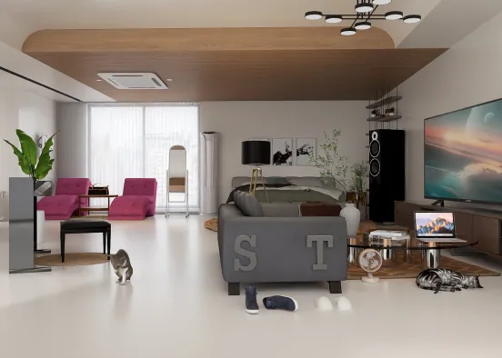 # Living for a room in a bedroom Renderização de Design