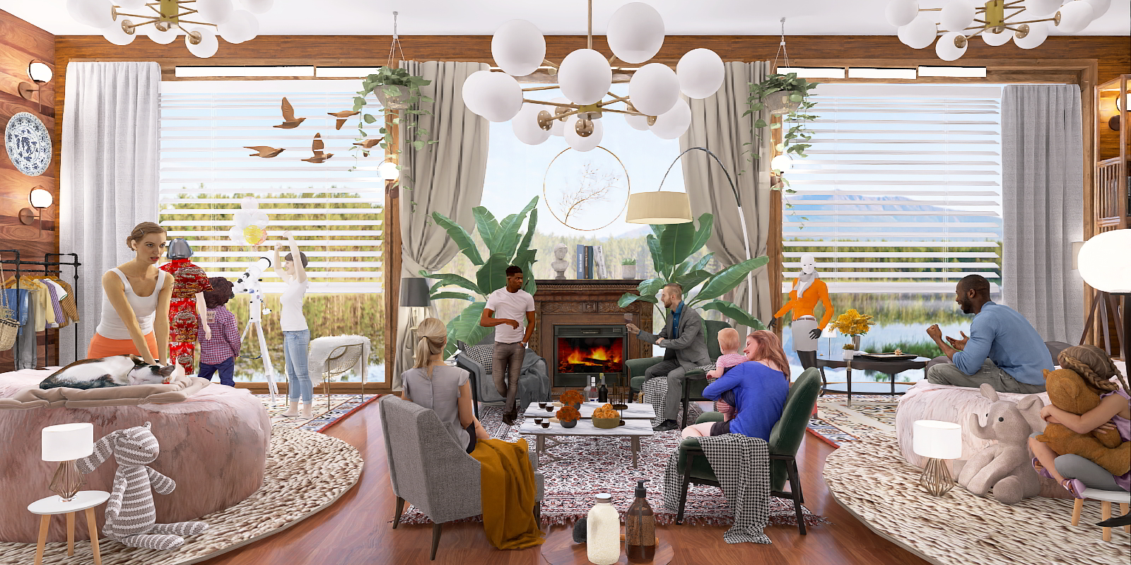 Junto al calor de la chimenea.