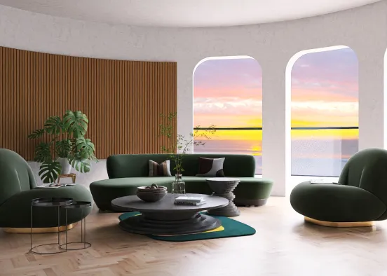 Green naturful living room
 Design Rendering