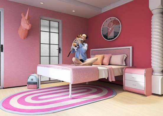 Pink Teen Mama's Girl Bedroom Design Rendering