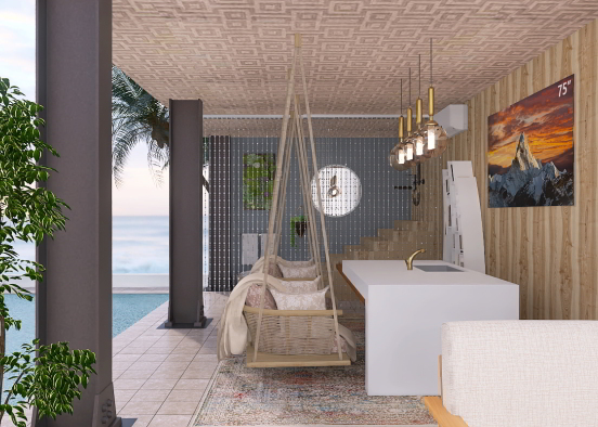 villa outside relaxation area Design Rendering
