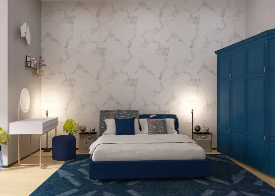blue base colour bedroom  Design Rendering