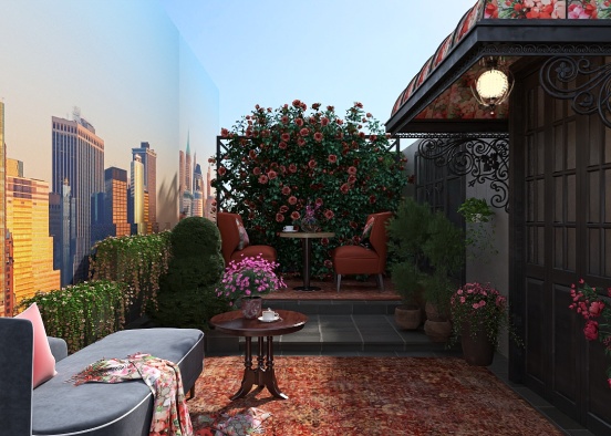 City rooftop garden area Design Rendering