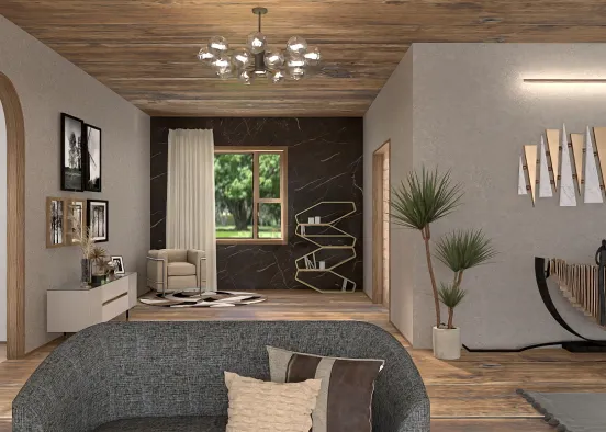 Modern organic living room Design Rendering