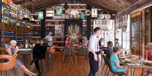 Tavern in the snowy woods 🪵 🤎