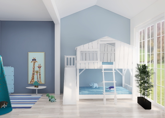 Child's blue bedroom Design Rendering