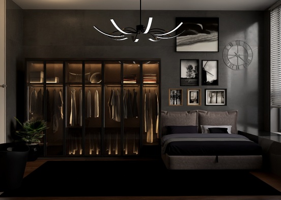 black bedroom  Design Rendering