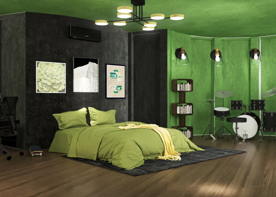 BLACK & GREEN (Weekly Room Challenge) Design Rendering