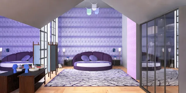 Large purple and black bedroom