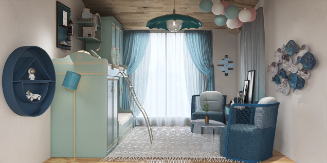 Aqua Bedroom Interior design 