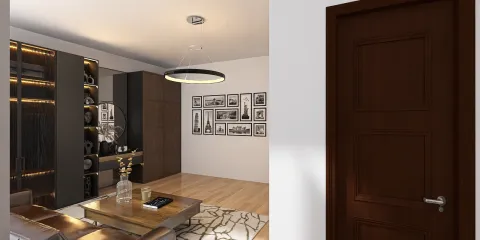 stylish living room interior design featuring modern furniture arrangement with wall art, showcasing the functionality of Homestyler's real-time 3D rendering for quick design visualization